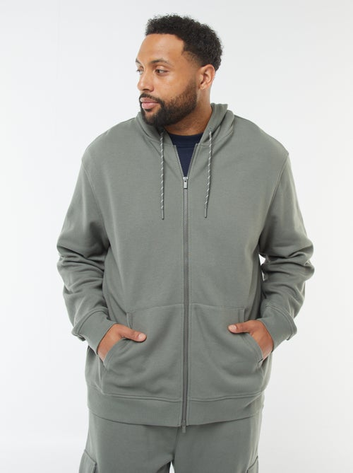 Sweat en maille piquée avec ouverture zippée et capuche - Kiabi