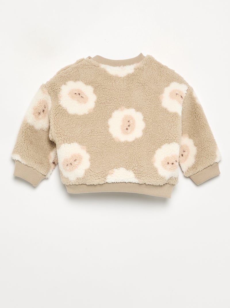 Sweat en matière effet moutonné Beige - Kiabi