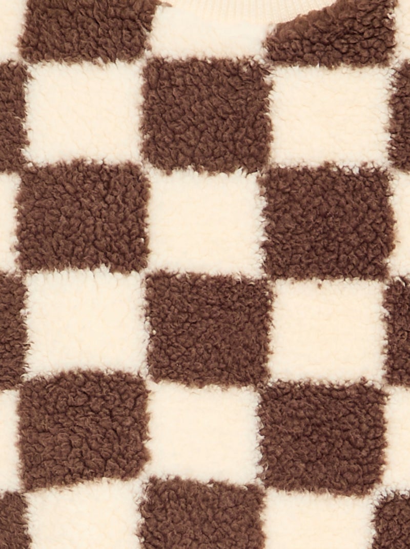 Sweat en matière effet moutonné Marron - Kiabi