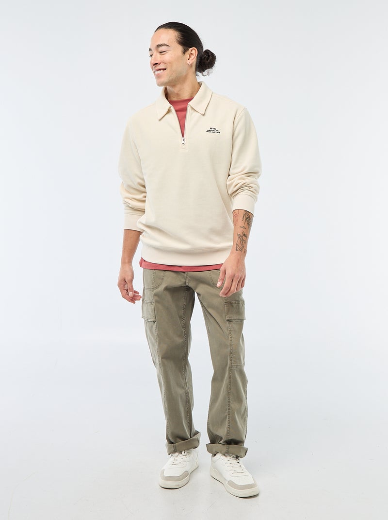 Sweat en matière gaufrée Blanc - Kiabi