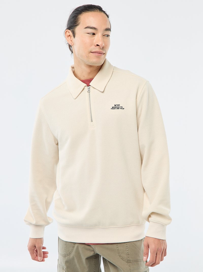 Sweat en matière gaufrée Blanc - Kiabi