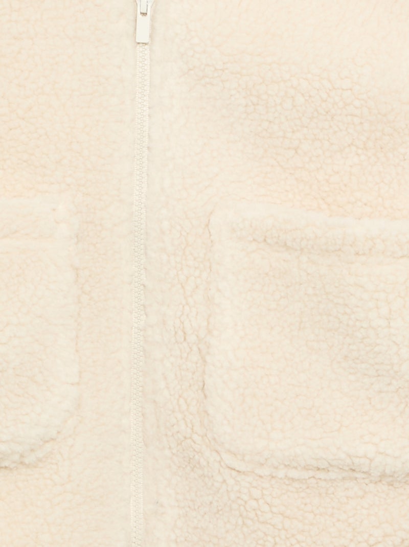 Sweat en matière moutonnée et avec col montant Blanc - Kiabi