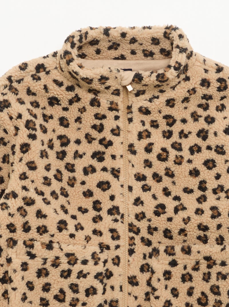 Sweat en matière moutonnée et avec col montant Marron - Kiabi