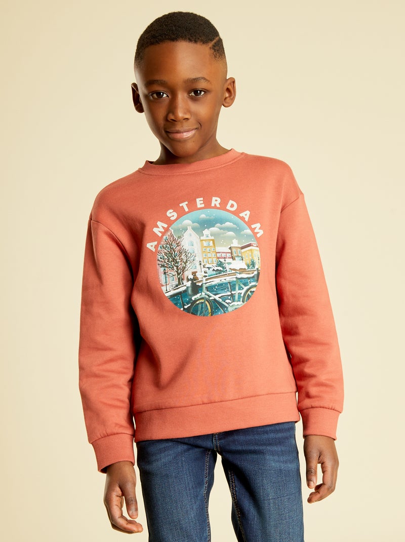 Sweat en molleton - Mixte Terracotta - Kiabi