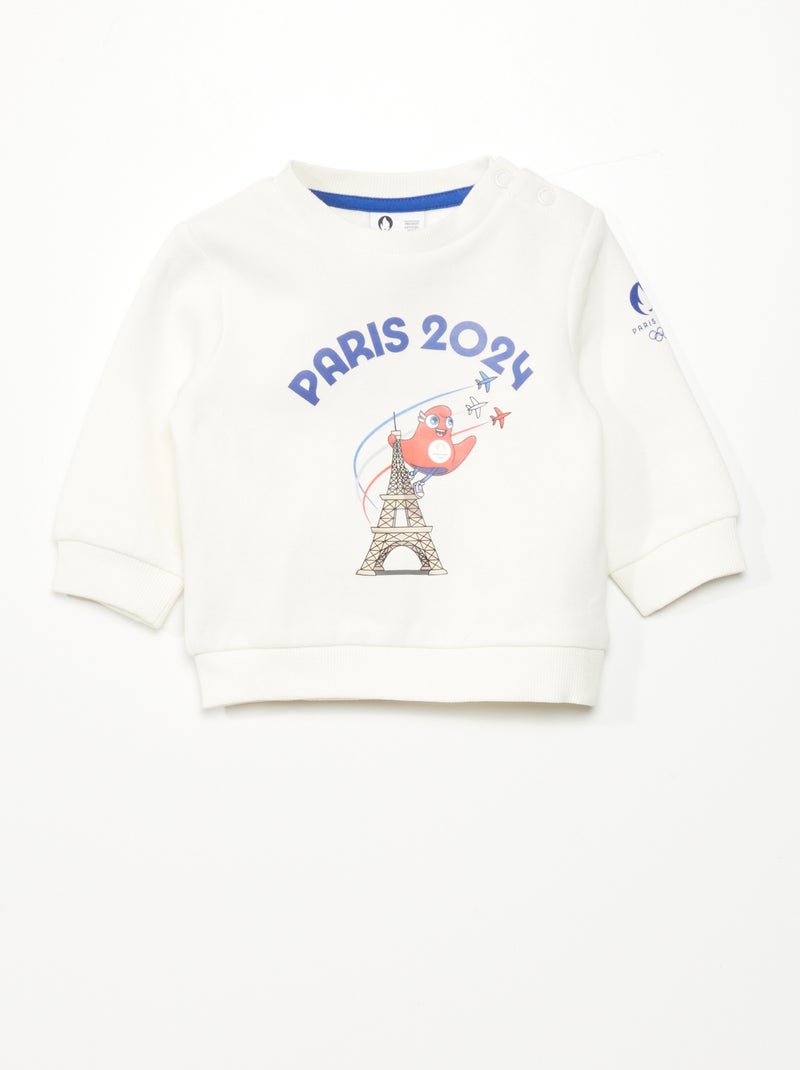 Sweat en molleton - Paris 2024 Blanc - Kiabi