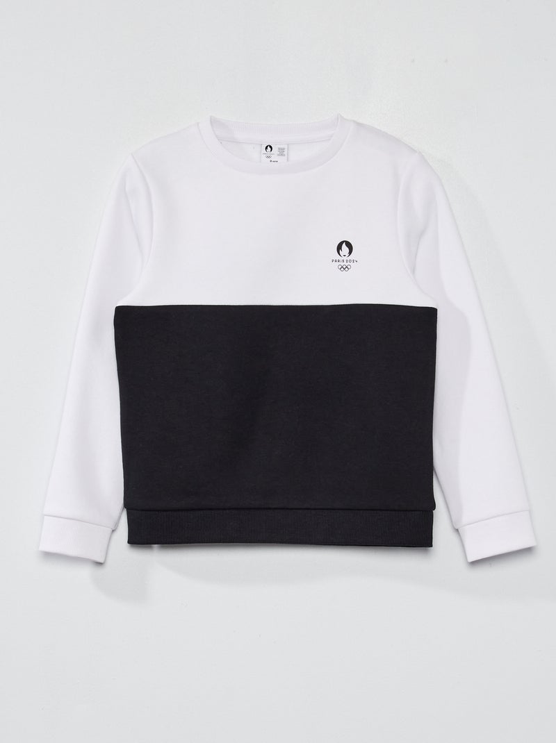 Sweat en molleton - Paris 2024 Blanc/noir - Kiabi