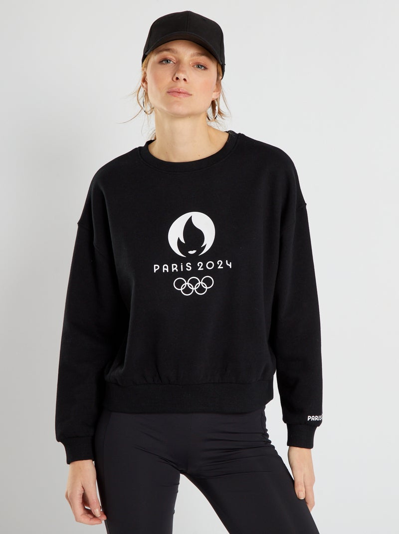 Sweat en molleton - Paris 2024 Noir - Kiabi