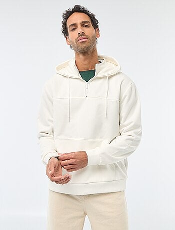 Sweat en molleton à capuche avec ouverture zippée au col