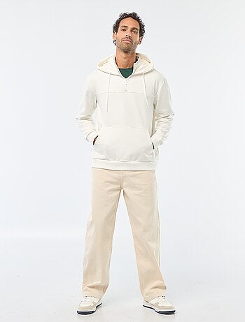 Sweat en molleton à capuche avec ouverture zippée au col