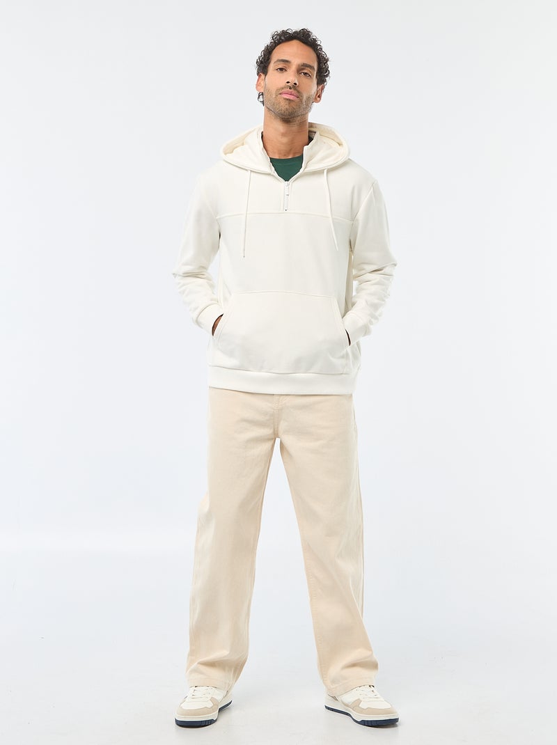 Sweat en molleton à capuche avec ouverture zippée au col Blanc - Kiabi