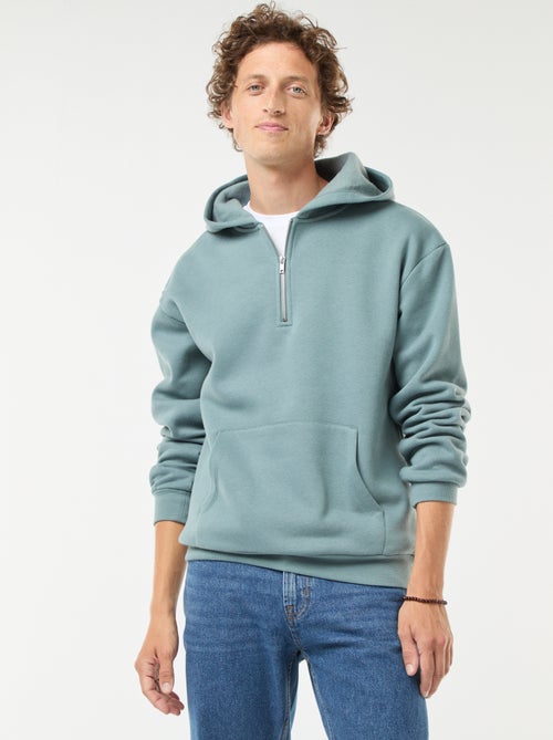 Sweat en molleton à capuche avec ouverture zippée au col - Kiabi