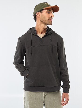 Sweat en molleton à capuche avec ouverture zippée au col