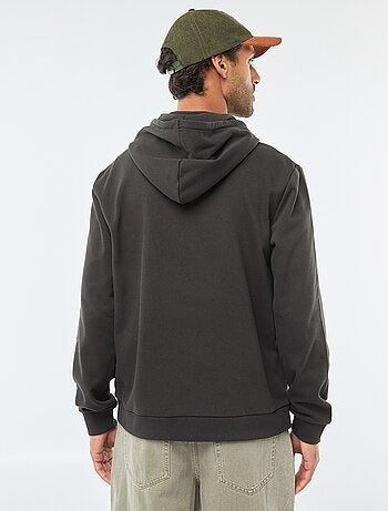 Sweat en molleton à capuche avec ouverture zippée au col