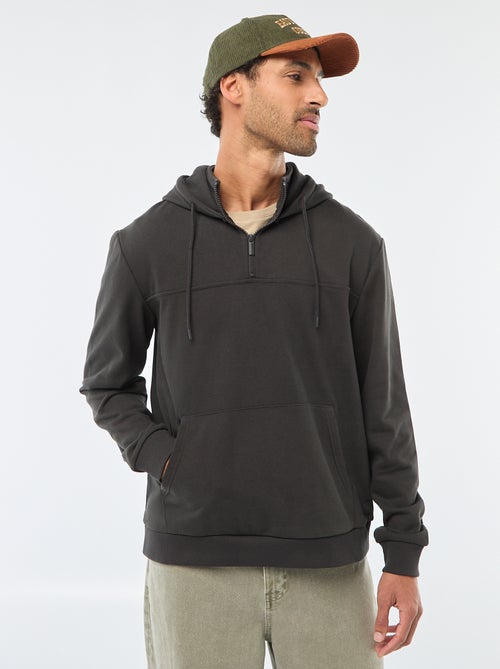 Sweat en molleton à capuche avec ouverture zippée au col - Kiabi