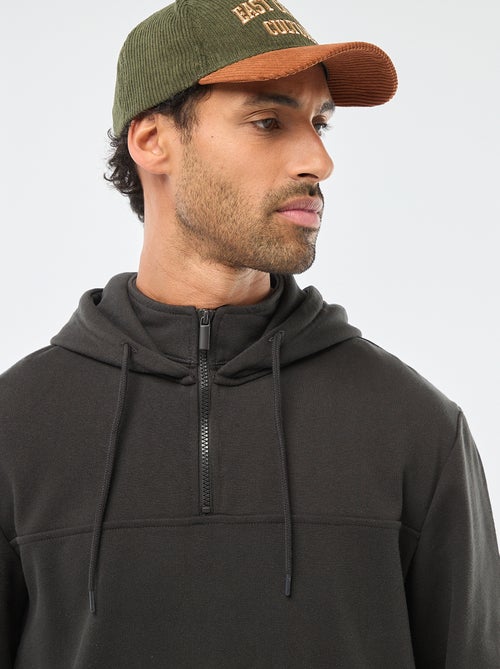 Sweat en molleton à capuche avec ouverture zippée au col - Kiabi