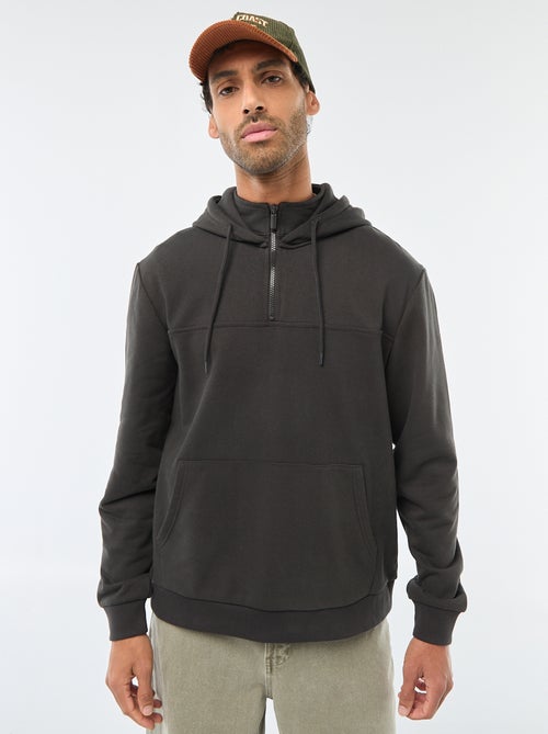 Sweat en molleton à capuche avec ouverture zippée au col - Kiabi