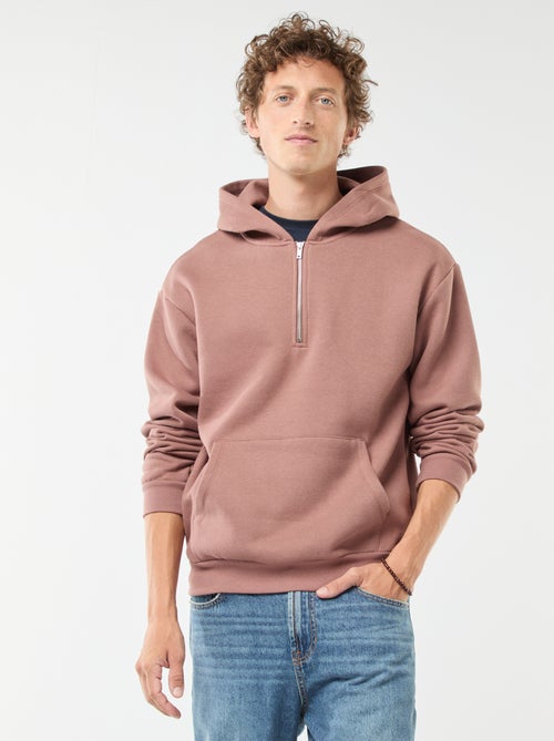 Sweat en molleton à capuche avec ouverture zippée au col - Kiabi
