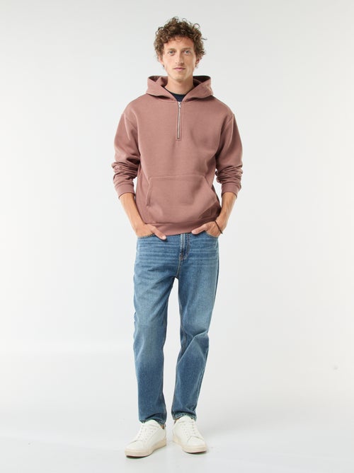 Sweat en molleton à capuche avec ouverture zippée au col - Kiabi