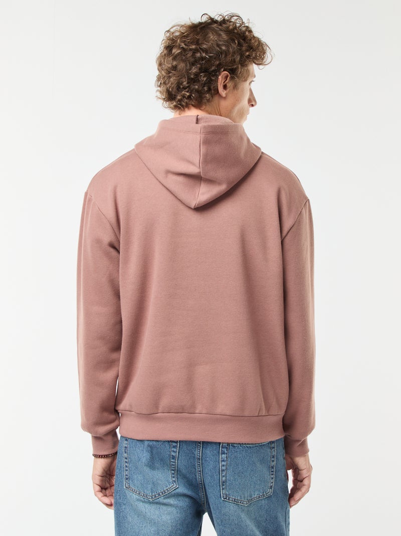 Sweat en molleton à capuche avec ouverture zippée au col Marron - Kiabi