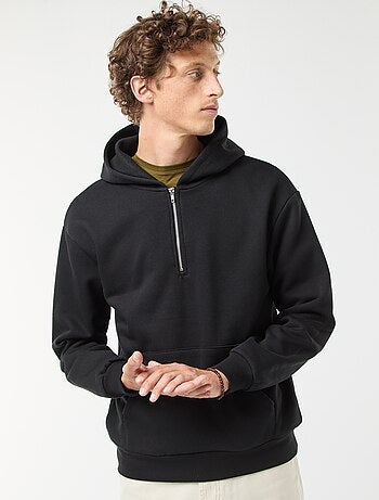 Sweat en molleton à capuche avec ouverture zippée au col