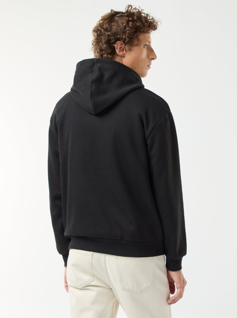 Sweat en molleton à capuche avec ouverture zippée au col Noir - Kiabi