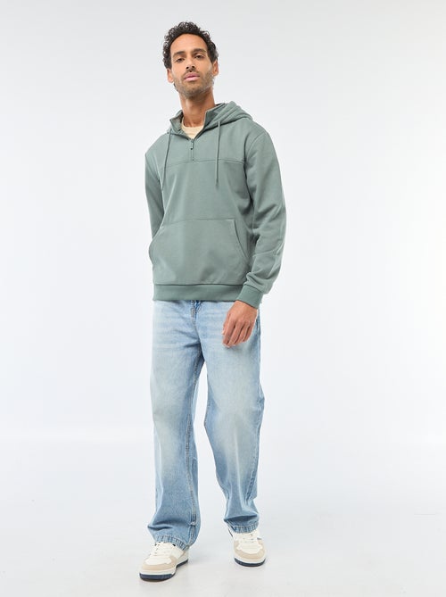 Sweat en molleton à capuche avec ouverture zippée au col - Kiabi