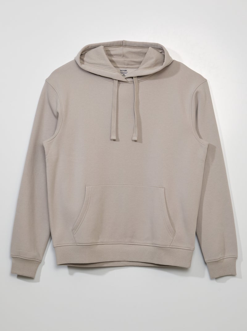 Sweat en molleton à capuche beige - Kiabi