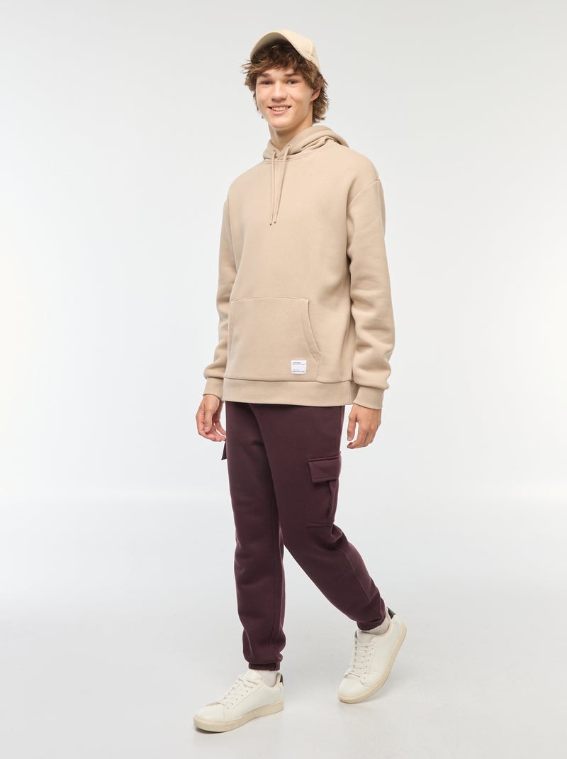 Sweat en molleton à capuche Beige - Kiabi
