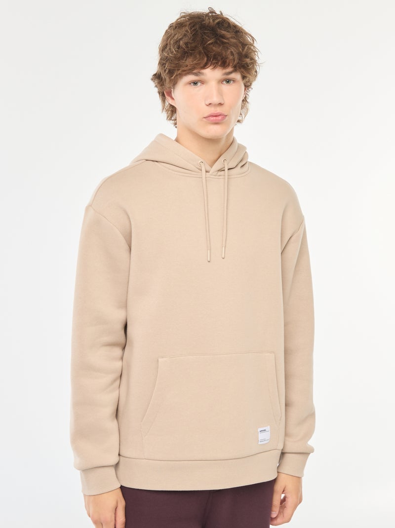 Sweat en molleton à capuche Beige - Kiabi
