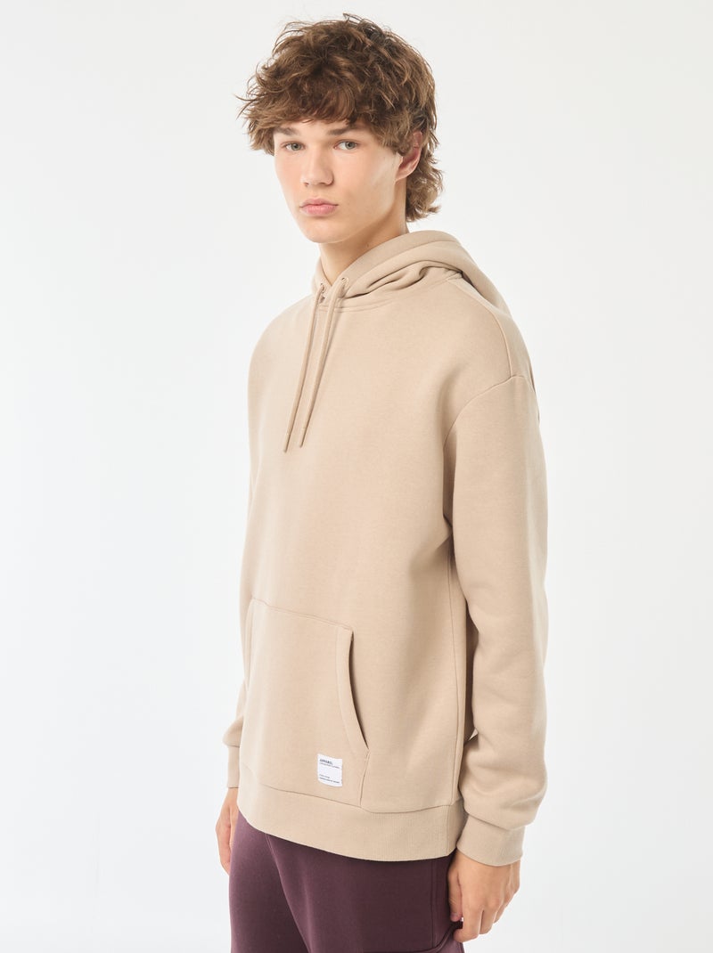 Sweat en molleton à capuche Beige - Kiabi