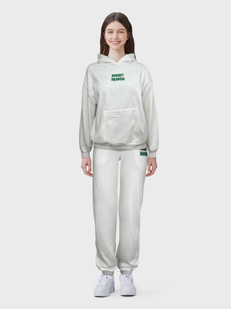 Sweat en molleton à capuche Blanc - Kiabi