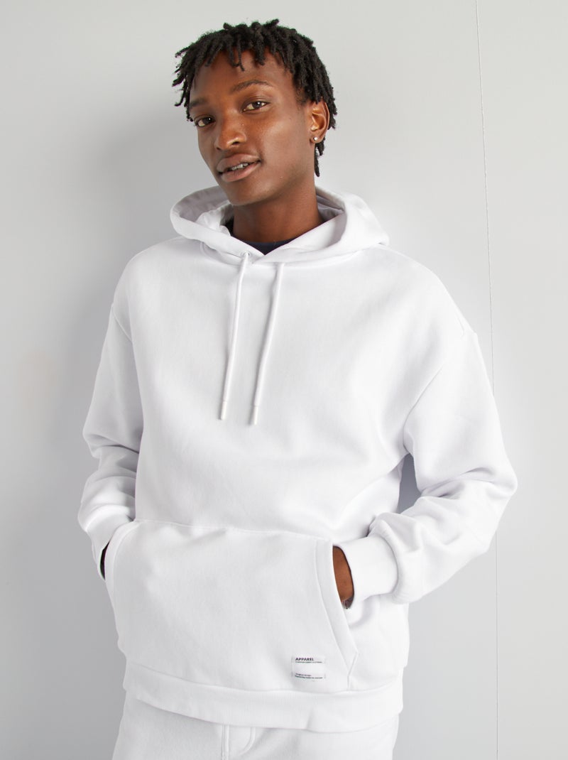 Sweat en molleton à capuche blanc - Kiabi