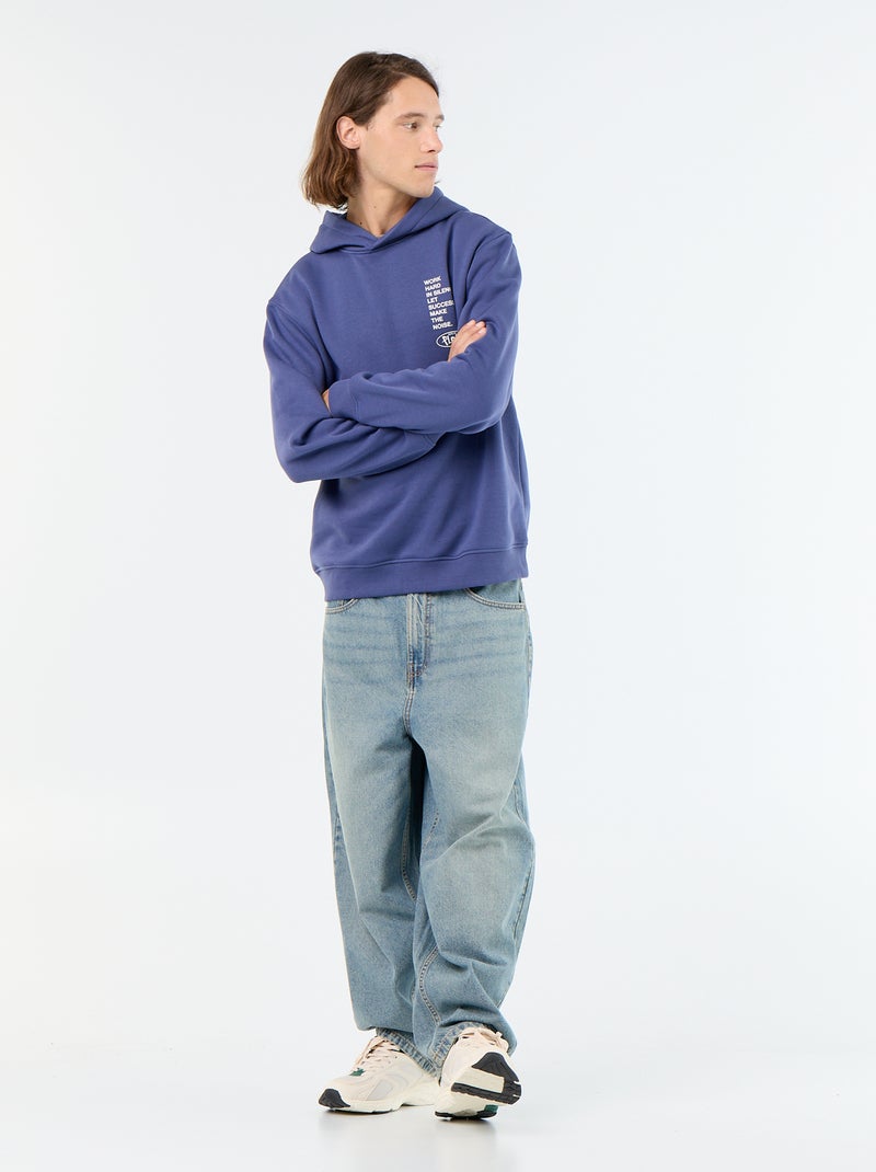 Sweat en molleton à capuche imprimé Bleu - Kiabi