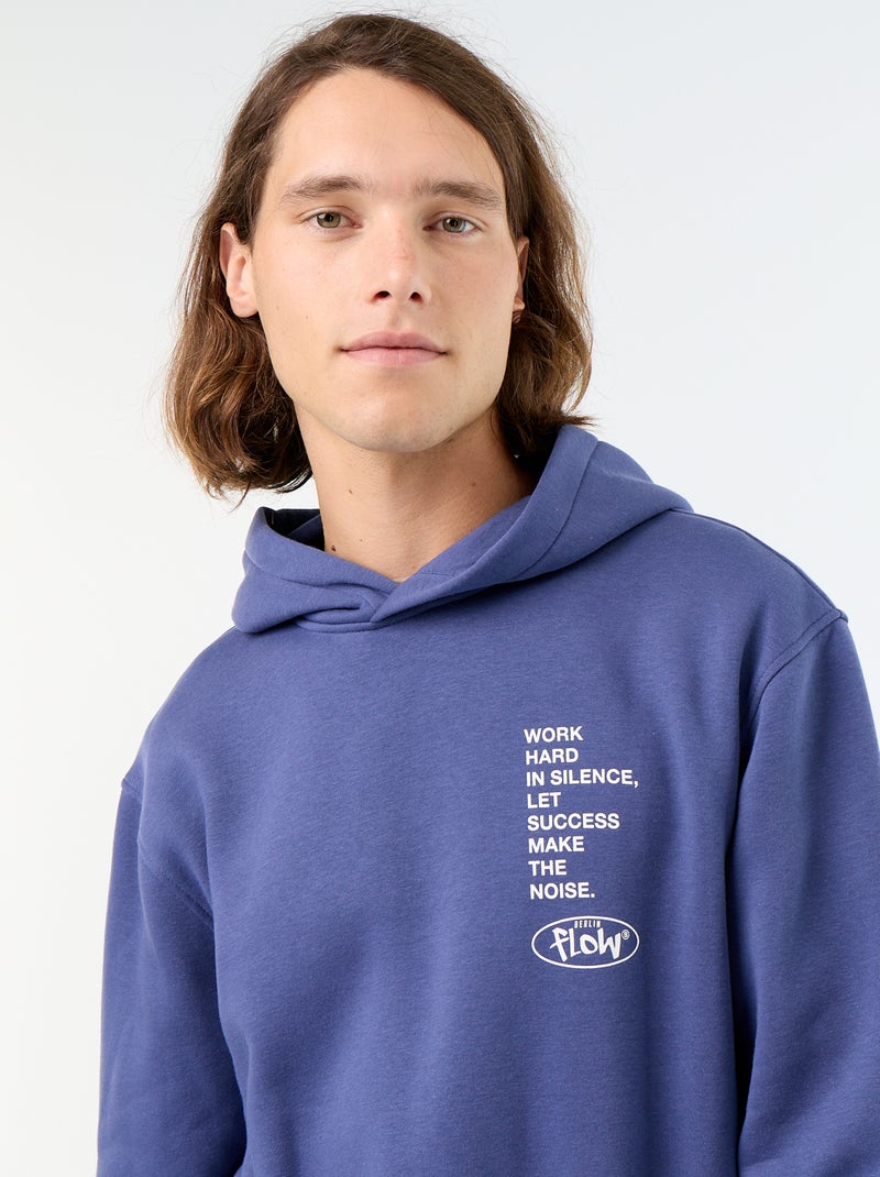 Sweat en molleton à capuche imprimé Bleu - Kiabi