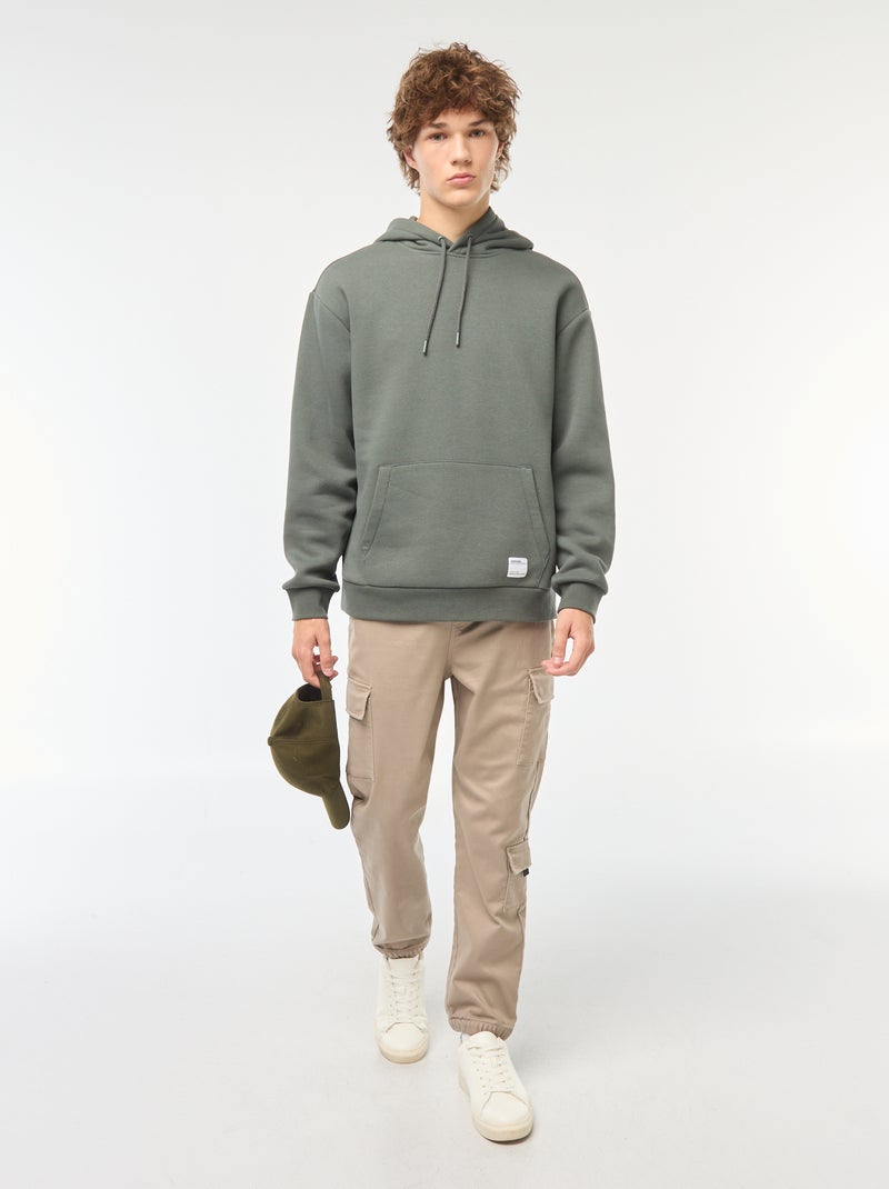 Sweat en molleton à capuche Kaki - Kiabi