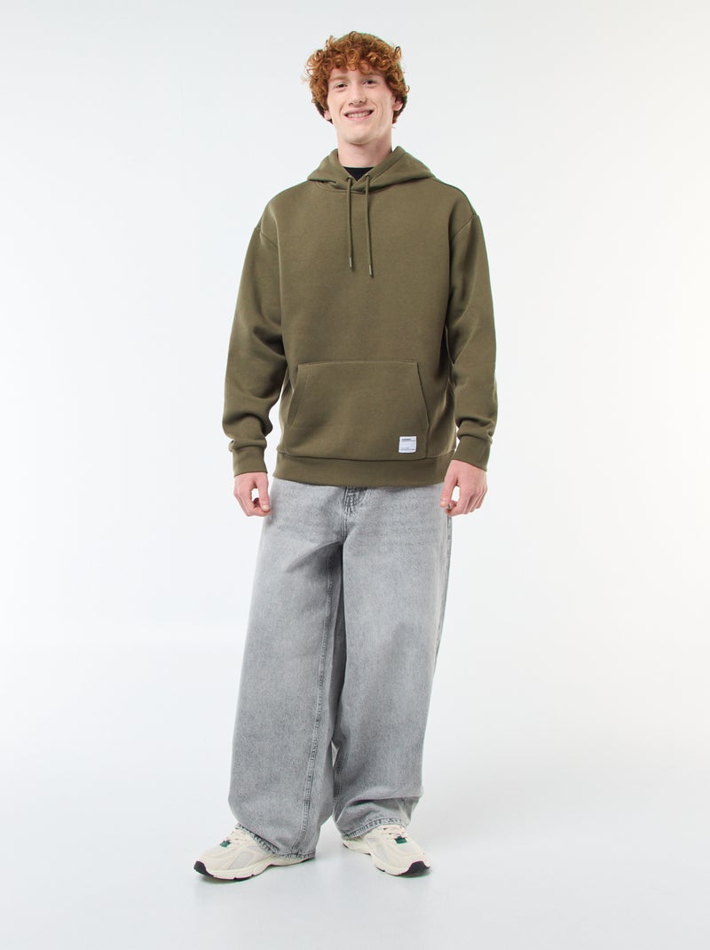 Sweat en molleton à capuche Kaki - Kiabi