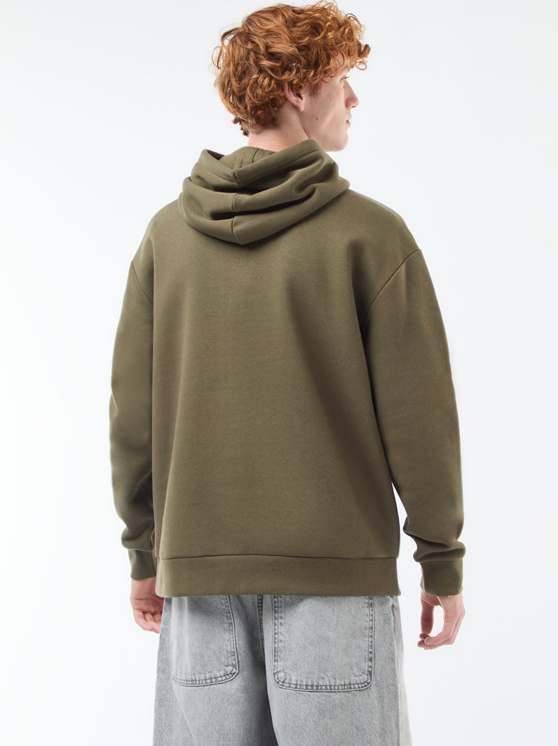 Sweat en molleton à capuche Kaki - Kiabi