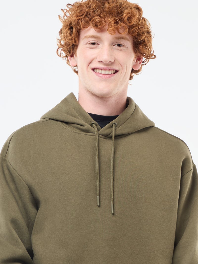 Sweat en molleton à capuche Kaki - Kiabi