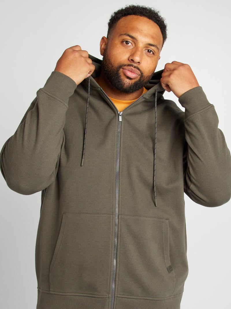 Sweat en molleton à capuche Kaki - Kiabi