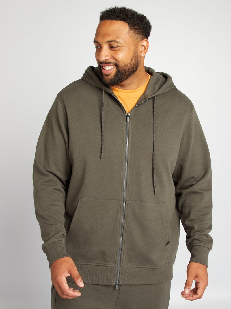 Sweat en molleton à capuche Kaki - Kiabi