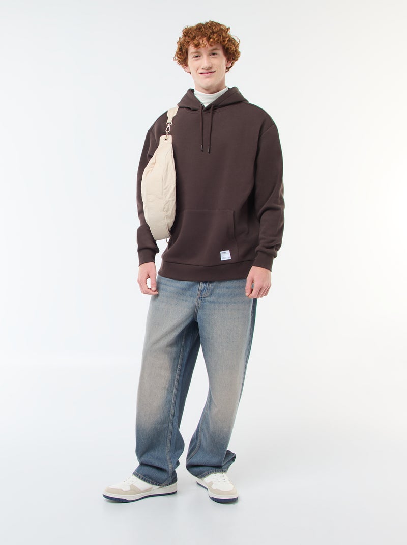 Sweat en molleton à capuche Marron - Kiabi