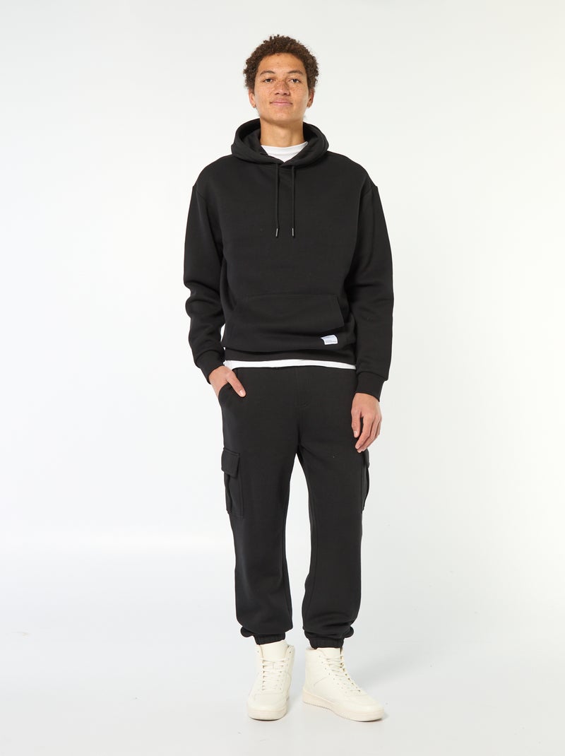 Sweat en molleton à capuche Noir - Kiabi