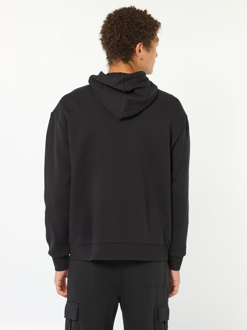 Sweat en molleton à capuche Noir - Kiabi