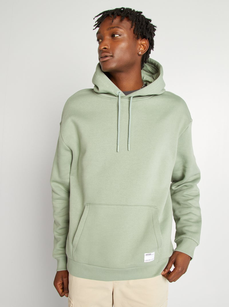 Sweat en molleton à capuche Vert - Kiabi