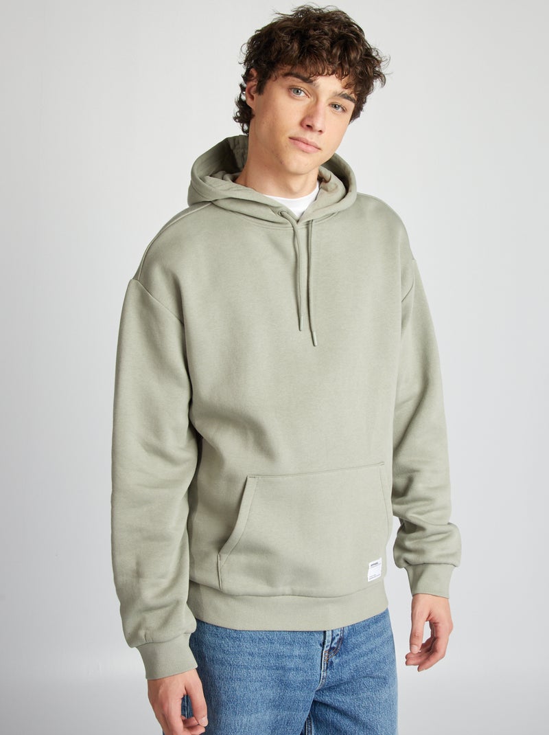 Sweat en molleton à capuche Vert ombre - Kiabi