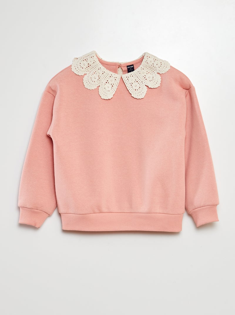 Sweat en molleton à col claudine Rose - Kiabi