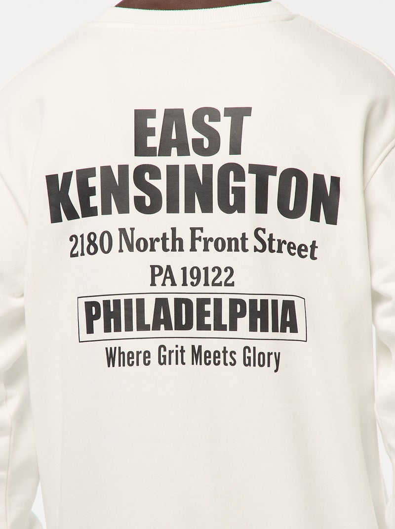 Sweat en molleton à col rond avec un imprimé recto-verso Blanc - Kiabi