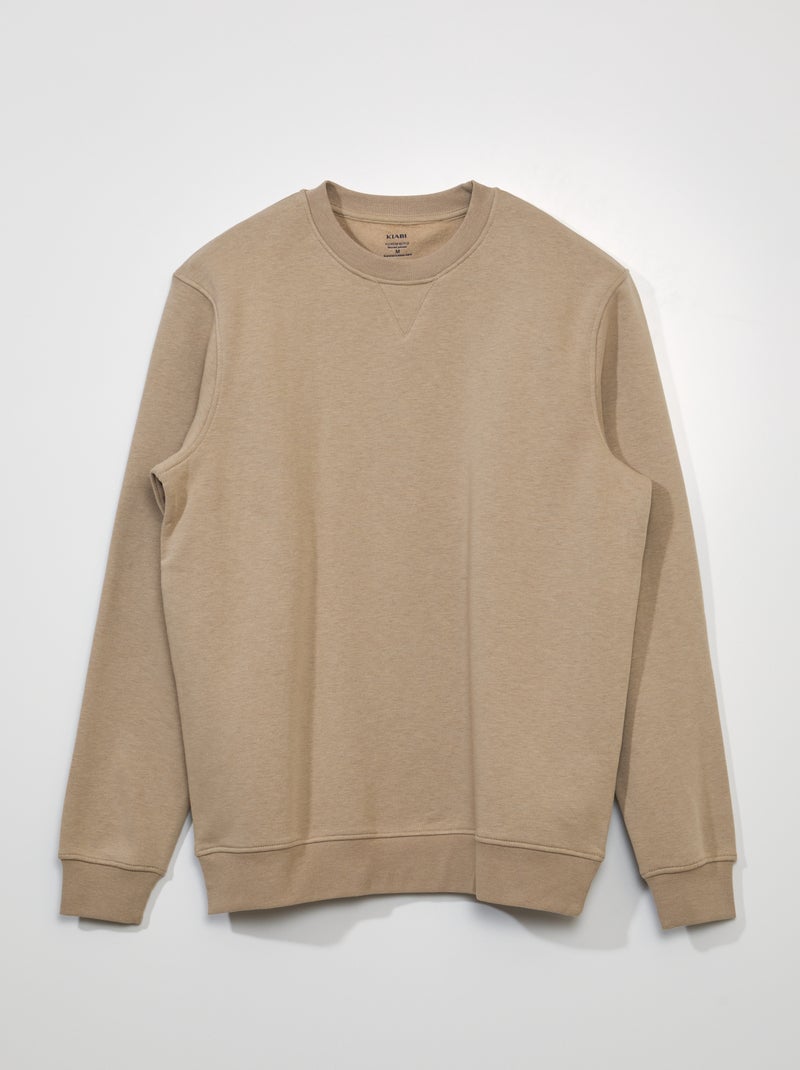 Sweat en molleton à col rond Beige - Kiabi