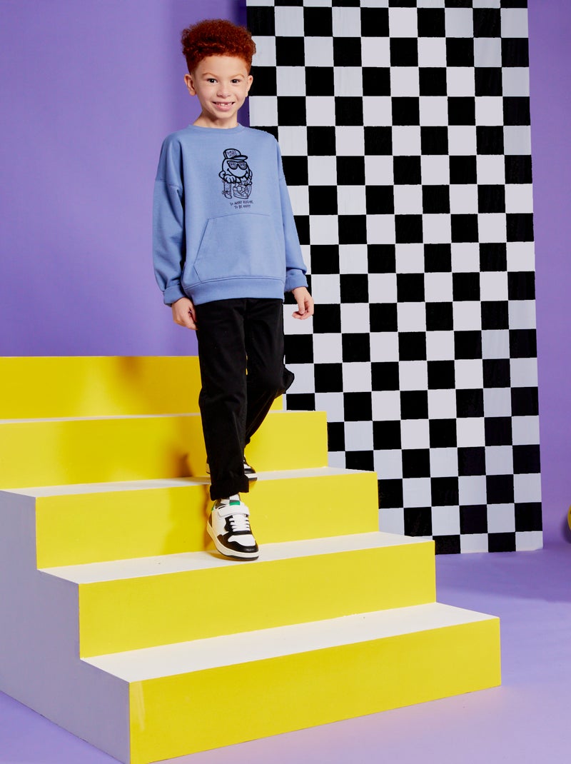 Sweat en molleton à col rond 'SmileyWorld' Bleu - Kiabi