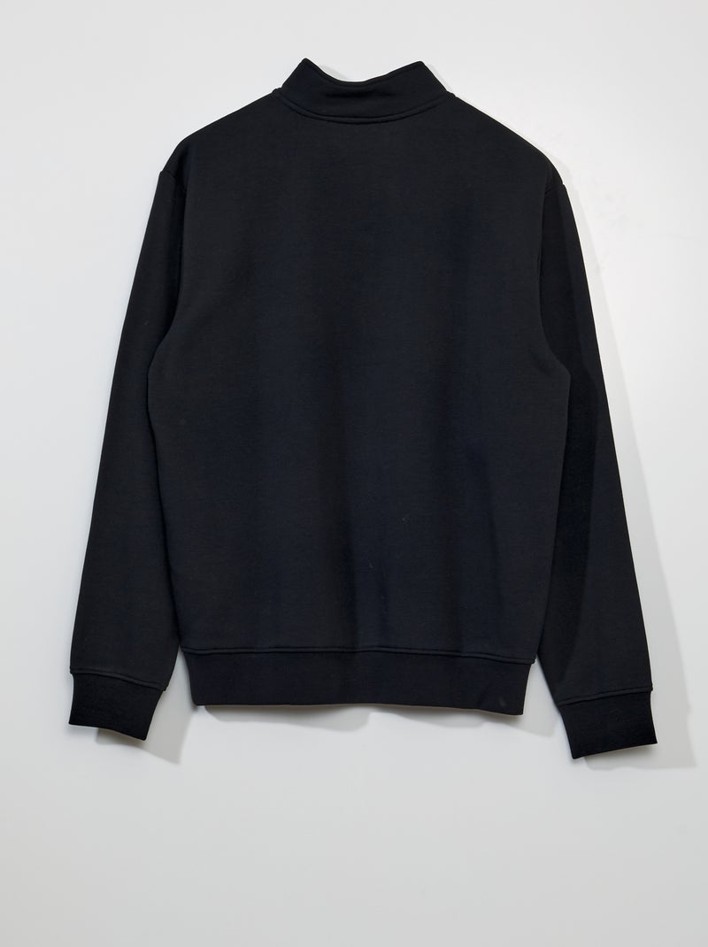 Sweat en molleton à col zippé noir - Kiabi
